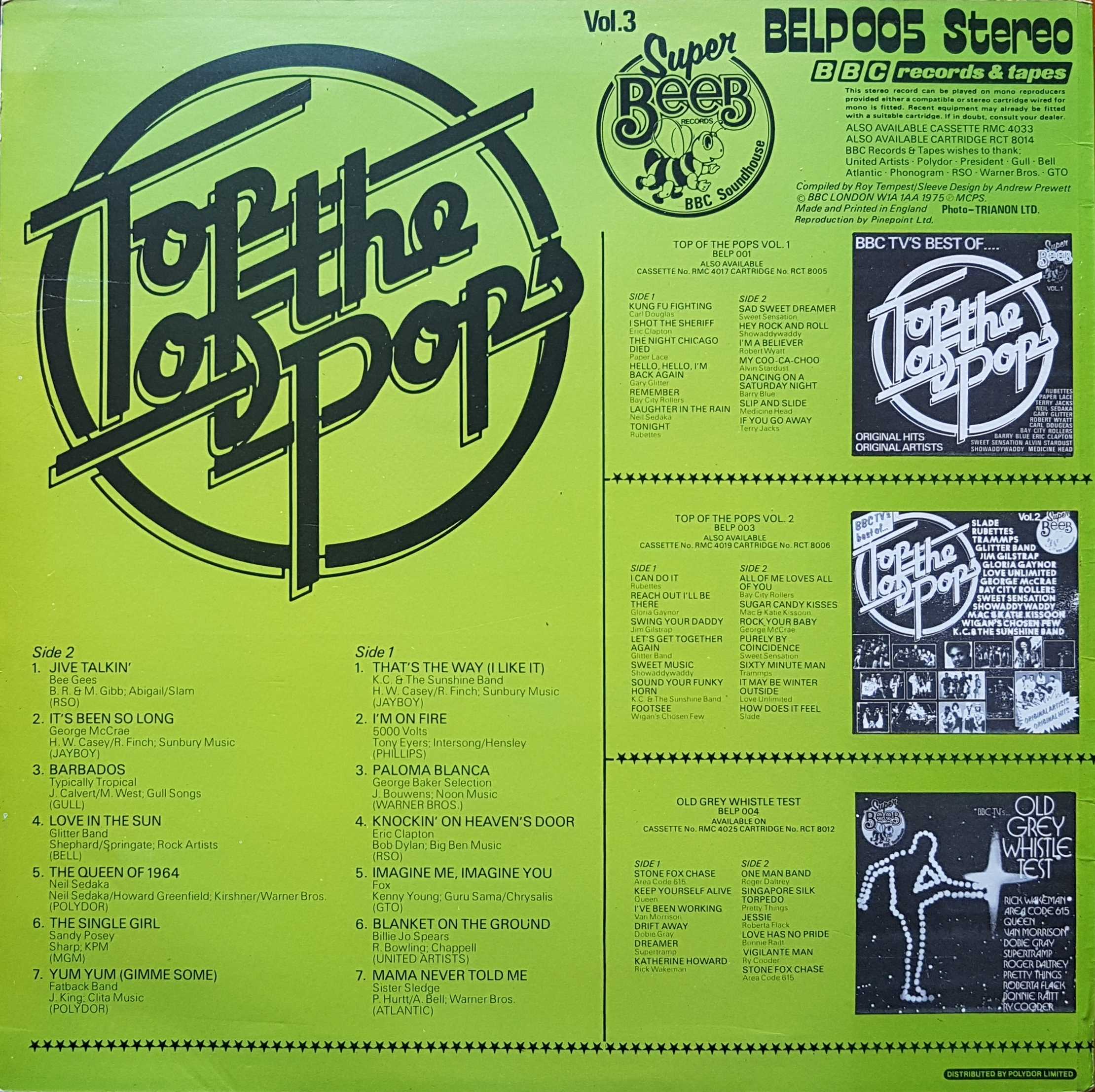 Picture of BELP 005 BBC TV's best of top of the pops - Volume 3 by artist Various from the BBC records and Tapes library